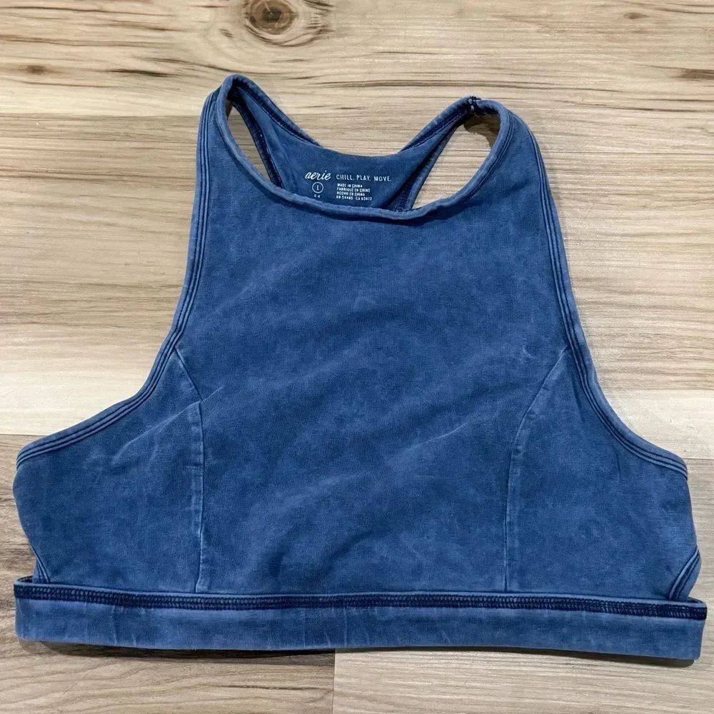 Aerie Blue High Neck Sports Bra Women’s Large